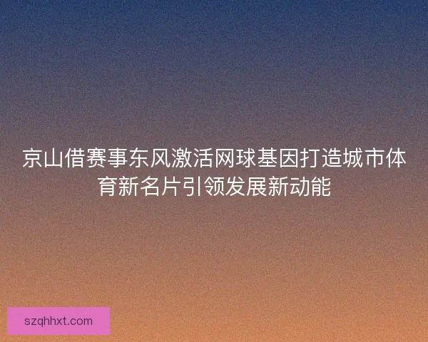 京山借赛事东风激活网球基因打造城市体育新名片引领发展新动能 京山借赛事东风激活网球基因打造城市体育新名片引领发展新动能