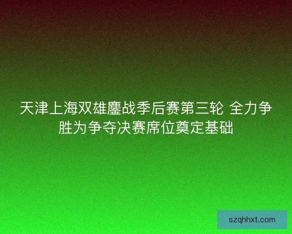 天津上海双雄鏖战季后赛第三轮 全力争胜为争夺决赛席位奠定基础