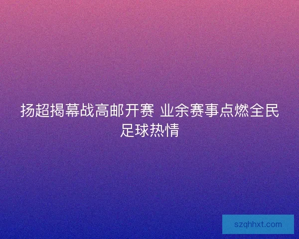扬超揭幕战高邮开赛 业余赛事点燃全民足球热情 扬超揭幕战高邮开赛 业余赛事点燃全民足球热情